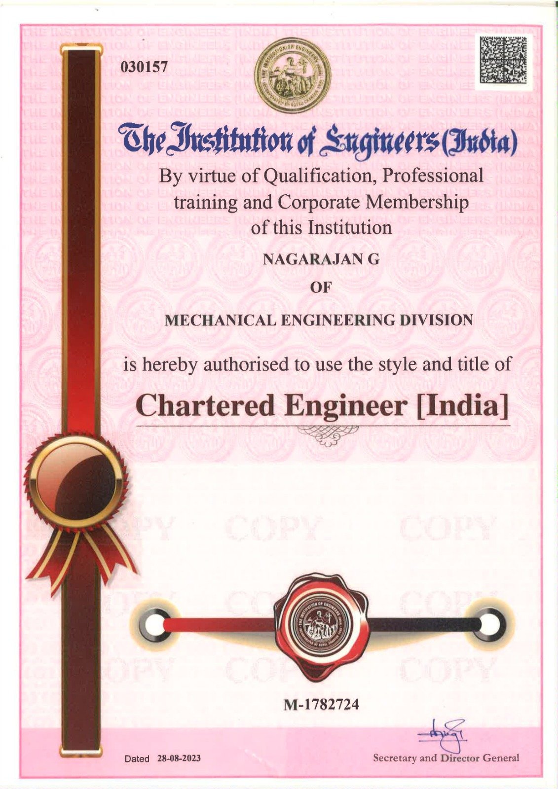 Chartered Engineer Certificate - Institution of Engineers